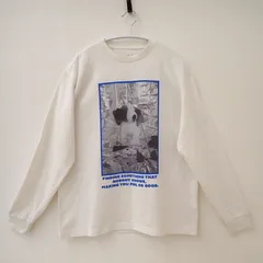 古着　niko and ニコアンド　メンズロゴTシャツ　ロングTシャツ　ホワイト系　白色　Mサイズ相当　SAPPHIRE サファイヤ　犬の写真　ドッグイラストのサムネイル