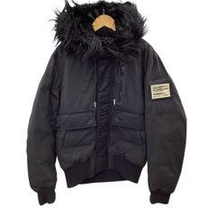 DIESEL ブラックダウンジャケット ファー付き - メルカリ