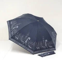 折りたたみ日傘 Aquascutum アクアスキュータム USED美品 東レ サマーシールドLi 晴雨兼用 街並み イラスト 遮熱 UV 50cm FS9711のサムネイル