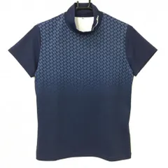 【超美品】レザレクション 半袖ハイネックシャツ ネイビー×白 身頃胸上総柄 レディース M ゴルフウェア Resurrectionのサムネイル