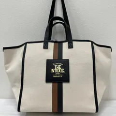 Y5285 INTOXIC イントキシック 2way トートバッグ ハンドバッグ キャンバス レザー レディース 大きめ 大容量 アイボリー オフホワイト ブラックのサムネイル