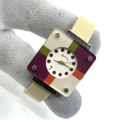 動作未確認　J-axis　ジェイアクシス　クォーツ腕時計　スクエアフェイス　バングルウォッチ　オフホワイト文字盤のサムネイル