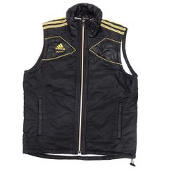 adidas アディダス 中綿ダウンベスト ファー付きフード L ブラック