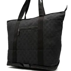 希少 グッチ GUCCI GGキャンバス パッカブルトートバッグ 折りたたみバッグ トートバッグ 肩掛け ブラック 黒 キャンバス レザー ポーチ ボーナス 夏休み 帰省 お盆 シルバーウィーク 敬老の日 ご褒美のサムネイル