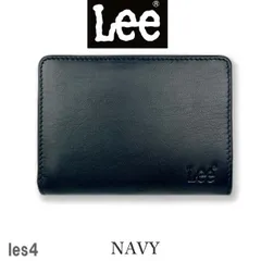 ネイビー LEE リー 柔らか ゴートレザー二つ折り財布 山羊革 本革 les-4 メンズ レディースのサムネイル
