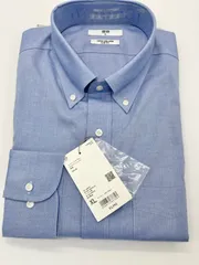 ユニクロ スーパーノンアイロンスリムフィットシャツ 長袖 ブルー　*2957