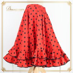 美品 スペイン製 フラメンコ衣装】レッド×豪華ボランテ 上下セット