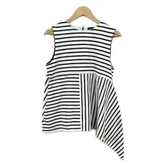 Drawer(ドゥロワー) チュニック サイズ2 M レディース美品  - 白×ダークネイビー クルーネック/ノースリーブ/ボーダーのサムネイル