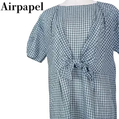 Airpapel エアパペル ワンピース  ギンガムチェック  タイフロント リボン　チェニック Mサイズ　グレー　ホワイト　ブラック　【000023】のサムネイル