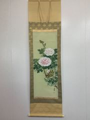 掛軸 春峰 梅 牡丹 鶯 落款印あり 花鳥図 茶道具 古道具 時代物 - メルカリ