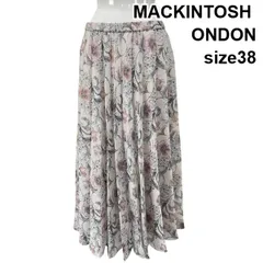 ◇ マッキントッシュロンドン MACKINTOSH LONDON プリーツスカート ロング丈 シフォン 花柄 総柄 ピンク 38 M 9号 レディース S6F565のサムネイル