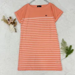 FRED PERRY フレッドペリー ヒットユニオン チュニック カットソー コットンレーヨン サーモンピンク系 ロゴ刺繍 レディース USA4のサムネイル