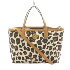 トリーバーチ TORY BURCH ショルダーバッグ ハンドバッグ 2WAY PVC レザー レオパード柄 ヒョウ柄 ベージュ 茶 ブラウン /KU