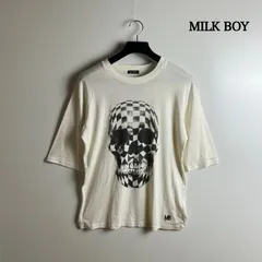 MILK BOY y2k NU archive skull checker Tee ミルクボーイ スカル チェッカー プリント カットソー Tシャツ ナノユニバース アーカイブ レアのサムネイル