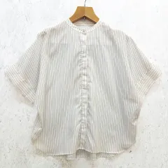 THE SHOP TK ザショップティーケー ドルマンブラウス ストライプ 体型カバー 金ボタン キレイめ ゆったり ホワイト Mサイズ ◎_□〇のサムネイル