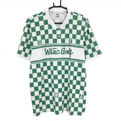 【超美品】ワック 半袖ポロシャツ 白×グリーン ブロックチェック スタンドカラー  メンズ 4(XL) ゴルフウェア WAACのサムネイル