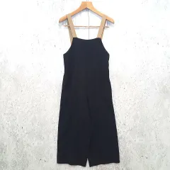 ViS ビス サロペット バックスナップ 肩ひも配色 長さ調節可 大人カジュアル ブラック Fサイズ ◎_〇□☆のサムネイル