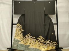 平和屋着物●男性　切り絵画家　宮田雅之　訪問着　能面　暈し染め　正絹　逸品　AABI5227cs 平和屋着物○男性 切り絵画家 宮田雅之 訪問着 能面 暈し染め 正絹
