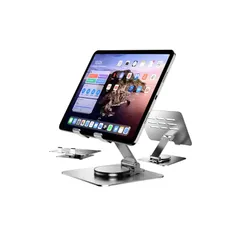 【新品】 【2026新登場・360°回転・折り畳み式】 タブレット スタンド iPad スタンド 4.7~13インチ対応 軽量 高さ 角度調整 滑り止め 放熱 通気性 安定性 タブレット/スマホホルダー デスクホルダー ステンレス合金鋼? 卓上縦置き 人間 1のサムネイル