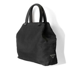 PRADA プラダ ロゴ ナイロン ハンドバッグ グレー 編み込みハンドル