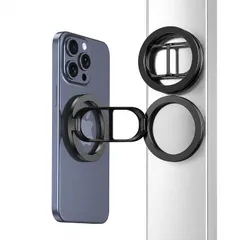 【新品】 スマート良品 Mag-safe スタンド リング 超強力両面マグネット 車載ホルダー 卓上 キッチン 折りたたみ式 軽量 コンパクト iPhone iPad Android対応 SC041 (ブラック) 1のサムネイル
