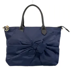 LANVIN en Bleu(ランバンオンブルー) ハンドバッグ - ネイビー×黒 リボン レザーのサムネイル