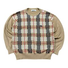 貴重 美品 バーバリー ノバチェック vネック ニットラムウール ノバ