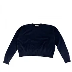在庫一掃 ミュウミュウ トップス レディース センタースリット バックロゴ 長袖 ニット アパレル 服 セーター MIUMIU 40 ネイビー 紺 カシミヤ    秋 冬【中古品】のサムネイル