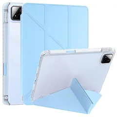 【新品】 2025年 iPad Air 13インチ M3,2024年 iPad Air 13インチ M2 背面透明 クリア ペン収納可能 アイパッド iPad Pro 12.9 インチ 第6/5/4/3世代 透明ケース カバー Yつ折りスタンド オートスリ 1のサムネイル
