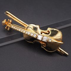 SWAROVSKI / スワロフスキー ヴァイオリン ブローチ ゴールドカラー