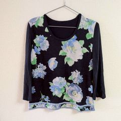 レオナール　LEONARD　ニット　トップス　花柄　フルーツ　総柄　長袖　M レオナール LEONARD ニット トップス 花柄 フルーツ 総柄 長袖 M
