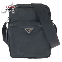 PRADA プラダ テスート サフィアーノ 三角ロゴプレート ブラック 黒