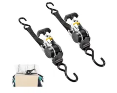 ２個セット　自動巻取り式 ラチェットベルト 荷締めベルト ラッシングベルト  破断荷重680kg 最大使用荷重233.3kg 多用途 引越し 運搬 トラック 車載用 自動車外装 バイク 物流作業 強力固定 カヤック 家電 カーゴトレーラー 芝生機器用のサムネイル