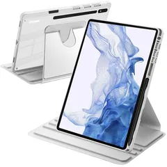 【新品】 A-BEAUTY 回転式 ケース 対応 Samsung Galaxy Tab S8 Plus 2022 / S7 FE 2021 / S7 Plus 2020 12.4 インチ Sペン収納 360°回転保護スタンド 耐衝撃カ 透明バックカバー オ 1のサムネイル