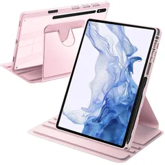 【新品】 A-BEAUTY 回転式 ケース 対応 Samsung Galaxy Tab S8 Plus 2022 / S7 FE 2021 / S7 Plus 2020 12.4 インチ Sペン収納 360°回転保護スタンド 耐衝撃カ 透明バックカバー オ 1のサムネイル