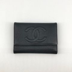 CHANEL シャネル ココマーク キャビアスキン 三つ折り財布 ロゴ 