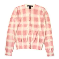 WE26447 MARC BY MARC JACOBS マークバイマークジェイコブス チェック柄 長袖 ニット カーディガン ピンク XSのサムネイル