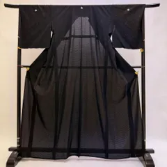 中古 喪服 絽 正絹 リメイク リサイクル 安い 黒 紋入り 和装 呉服 和服 きもの レディース 女性 5998のサムネイル