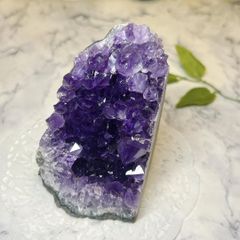 天然アメジスト原石 台座付 紫水晶 クラスター 鑑賞石 漆黒台座