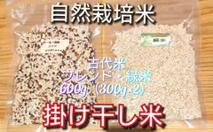 R7年 自然栽培米 掛け干し ブレンド米&緑米ミックスセット600g（300g×2）玄米 ブレンド米300g 緑米300gのサムネイル