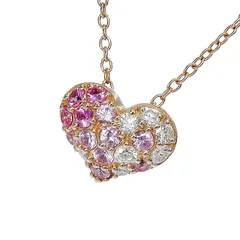 Sirena Azzurro セイレーンアズーロ ハート ピンクサファイア ダイヤ ネックレス K18PG 750 ピンクサファイア 0.33ct ダイヤ 0.17ct ～45cm アジャスター付 首飾り 3.1g アクセサリー 241100109767 ★のサムネイル