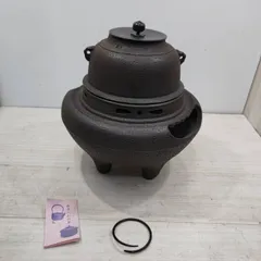 送料無料S91060 茶釜 風炉釜 切合  茶道具 鉄製品　レトロ　骨董  高寸法約35cmのサムネイル