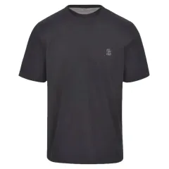 メンズ/Brunello Cucinelli(ブルネロクチネリ) ロゴ コットン ジャージ クルーネック Tシャツ ブラックのサムネイル
