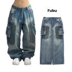 FUBU フブ Y2K ヒップホップ ウォッシュ ワイド デニム カーゴパンツのサムネイル