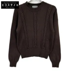 MargaretHowell　マーガレットハウエル　ブラウン リネン×コットン ケーブルニットトップス　2のサムネイル