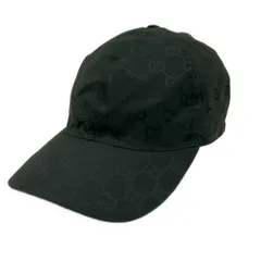 GUCCI(グッチ) キャップ S 57 - 黒×グリーン×レッド GG柄/シェリー(ウェブ)のサムネイル