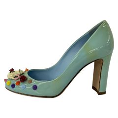 DOLCE & GABBANA (돌체 앤 가바나) 펌프스 36 1/2 여성 블루 그린 스터드 가죽