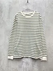 ZARA ザラ ボーダー クルーネック 長袖 Tシャツ sizeUSA M/白ｘオリーブ ■◇ メンズ