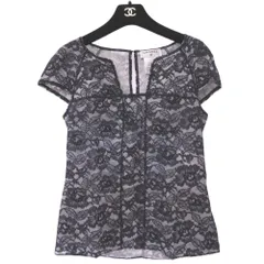 美品 シャネル カメリア レース 花柄 半袖 ブラウス カットソー サイズ36 P47412W05438 ブラウス コットン レーヨン ネイビー 0067 CHANELのサムネイル