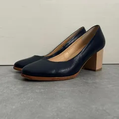 定価2.6万 Steven alan 本革レザー ブロックヒール パンプス ネイビー スティーブンアラン  23㎝のサムネイル